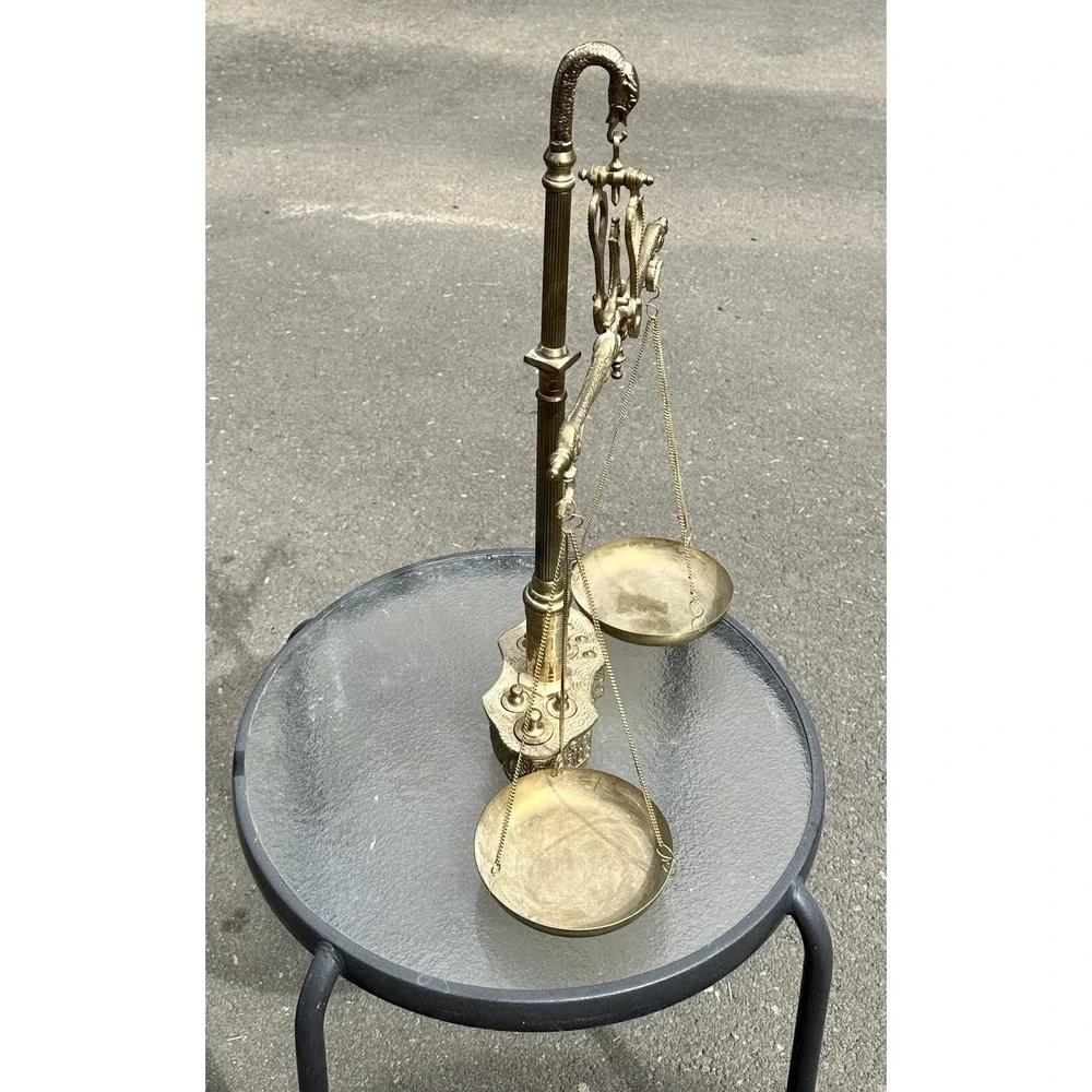 Gilt Bronze Brass Apothecary Scale with Snakes & Serpent Decoration Antique VTG